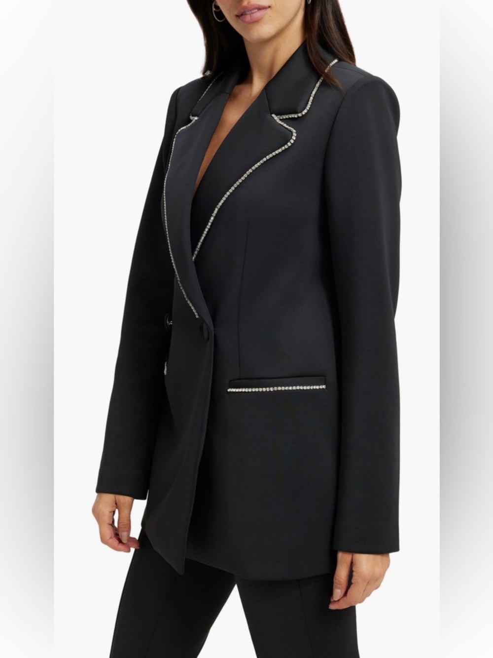 NWT Good American Crystal Embellished Double Breasted Scuba Blazer Sz M - Picture 3 of 6
